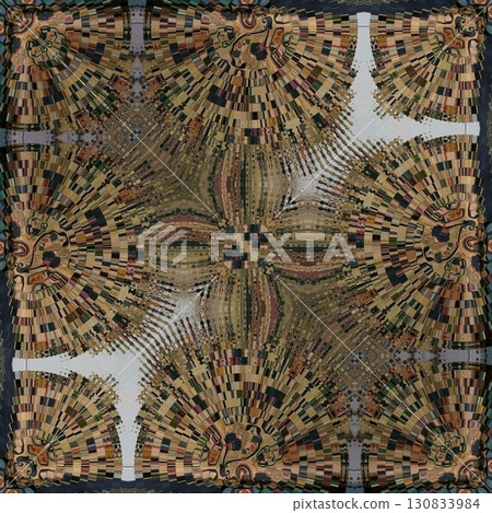 Turkish embroidery and batik art work for screen printing carpet, rug, fabric, tiles and flooring. Pattern design for the home decor, wrapping paper, curtains, wall covering etc 130833984
