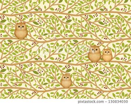 貓頭鷹棲息在樹枝上 H-2 貓頭鷹棲息在樹枝上 H-2 130834030