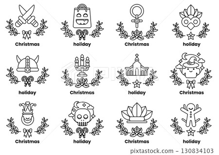 set of illustrations in the concept of Halloween and holidays in a line style set of illustrations in the concept of Halloween and holidays in a line style 130834103