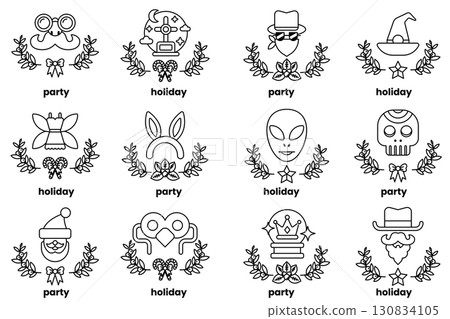 set of illustrations in the concept of Halloween and holidays in a line style set of illustrations in the concept of Halloween and holidays in a line style 130834105