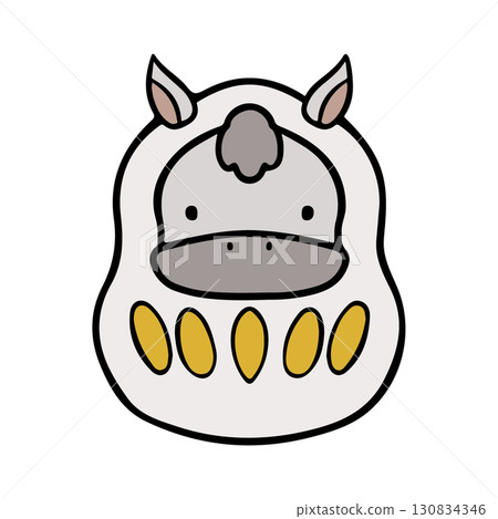 White horse daruma illustration White horse daruma illustration 130834346