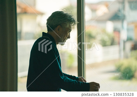 Senior man in pajamas Senior man in pajamas 130835328