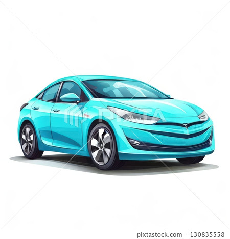 an AI Image Generator, Modern Electric Car in Vibrant Blue with Futuristic Design 130835558