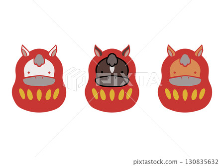 Set of multiple horse daruma dolls 130835632