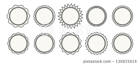 Set of ten empty retro labels with various borders creating a vintage design 130835814