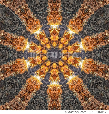 Artistic print design with candle lights sparkling shadow effects for celebrating Jews Hanukkah festival. Decorating art for table cloth, banner, poster, invitation card, flyer background printing 130836057