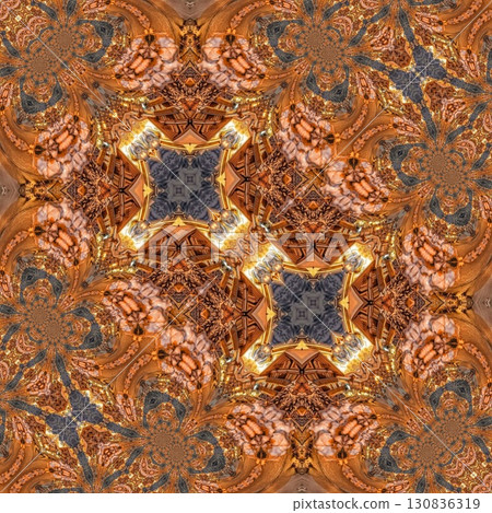 Artistic print design with candle light shadow effects for celebrating Jews Hanukkah festival. Decorating art for table cloth, banner, poster, invitation card, flyer background printing 130836319