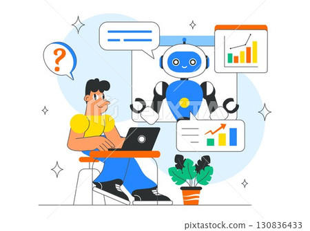 AI Powered Tools Illustration featuring Ai Powered Data analytics, Automated Information Research, Mobile Intelligent interfaces, and SEO Advertising AI Powered Tools Illustration featuring Ai Powered Data analytics, Automated Information Research, Mobile Intelligent interfaces, and SEO Advertising 130836433