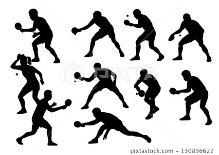 打乒乓球的人的剪影素材 130836622