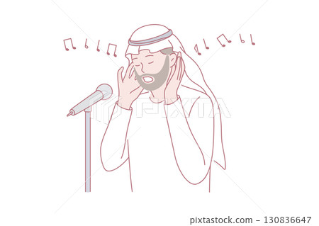 Muezzin and islamic culture concept. Muezzin and islamic culture concept. 130836647