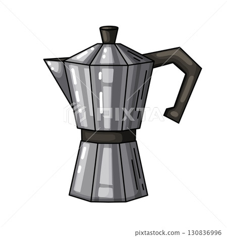 Moka Pot Coffee Maker Hand Drawn Illustration 130836996