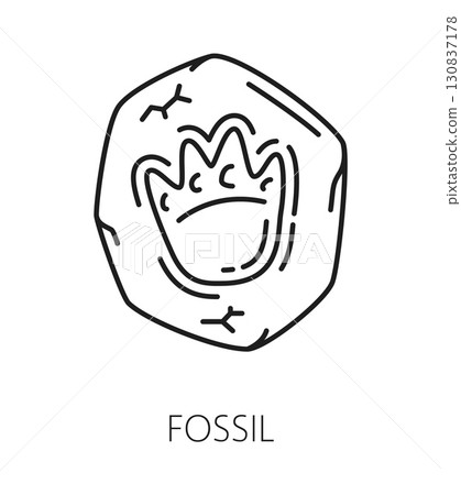 Dinosaur fossil footprint museum gallery line icon or sign. Prehistoric animal museum line vector icon, gallery lineart pictogram. Dinosaur exhibit sign with dinosaur footprint ground trace fossil Dinosaur fossil footprint museum gallery line icon or sign. Prehistoric animal museum line vector icon, gallery lineart pictogram. Dinosaur exhibit sign with dinosaur footprint ground trace fossil 130837178