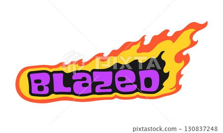 Car blazed race Y2K retro sticker or symbol. Car speed racing grand prix vintage vector sticker, formula 1 race Y2K label. Motorsport competition tag with typography and burning fire flames 130837248
