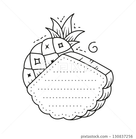 Natural pineapple fruit kids memo note frame. Kids education vector schedule, children scrapbook page linear template. Tasty tropical fruit child diary memo note frame with whole pineapple and slice Natural pineapple fruit kids memo note frame. Kids education vector schedule, children scrapbook page linear template. Tasty tropical fruit child diary memo note frame with whole pineapple and slice 130837256