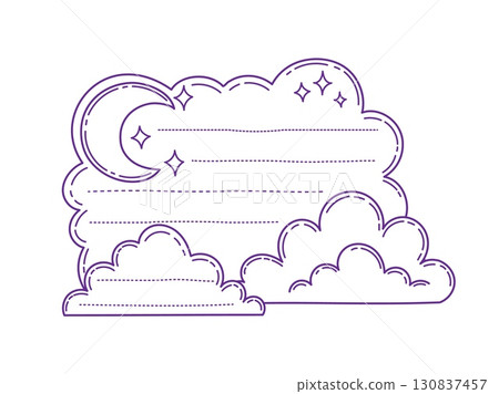 Moon in night sky kids memo note frame. Child To Do list memo note vector frame, daily schedule cloud outline template. Kids diary, scrapbook checklist coloring page with crescent, cloud and star 130837457