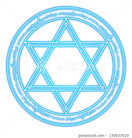 A hexagram magic circle glowing blue on a transparent background A hexagram magic circle glowing blue on a transparent background 130837620