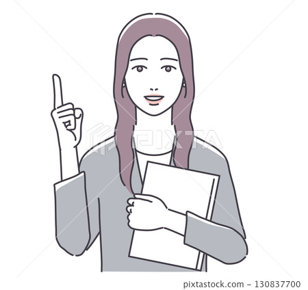 一名婦女拿著文件並指著 一名婦女拿著文件並指著 130837700