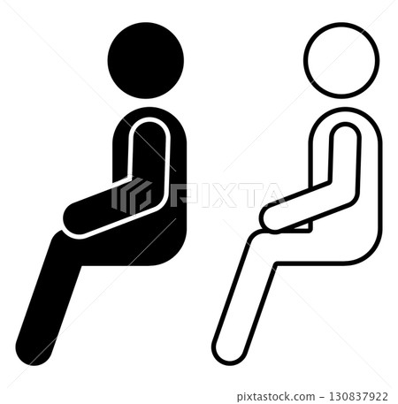 Pictogram of a person sitting with correct posture (horizontal, 5 heads tall) 130837922