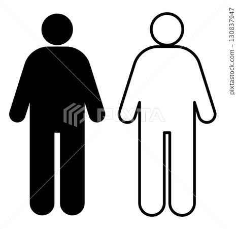 Obese person pictogram (black and white icon) Obese person pictogram (black and white icon) 130837947