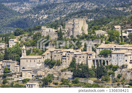 Montbrun les Bains dominating the Drome Valley in Auvergne Rhone Alpes, France Montbrun les Bains dominating the Drome Valley in Auvergne Rhone Alpes, France 130838421