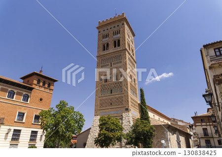 San Martin Tower rising over Teruel cityscape in Aragon, Spain 130838425