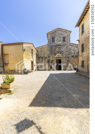 Church of Santa Maria Assunta illuminating Monteriggioni in Tuscany, Italy Church of Santa Maria Assunta illuminating Monteriggioni in Tuscany, Italy 130838502
