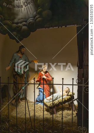 Nativity scene depicting the birth of Jesus Christ in Basilica of the Visitation of the Blessed Virgin Mary in Wambierzyce, Poland 130838595