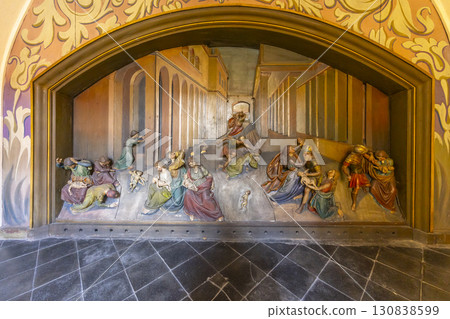 Massacre of the innocents depicted in colorful bas relief in Basilica of the Visitation of the Blessed Virgin Mary in Wambierzyce, Poland Massacre of the innocents depicted in colorful bas relief in Basilica of the Visitation of the Blessed Virgin Mary in Wambierzyce, Poland 130838599