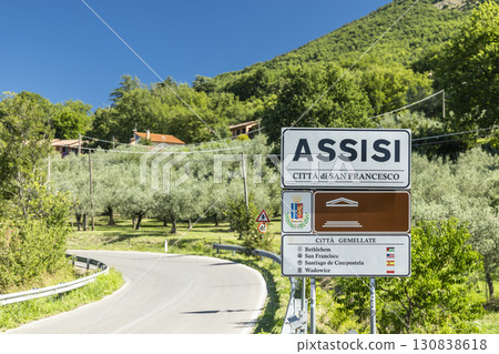 Entering Assisi, Italy, city of Saint Francis, in Umbria region Entering Assisi, Italy, city of Saint Francis, in Umbria region 130838618