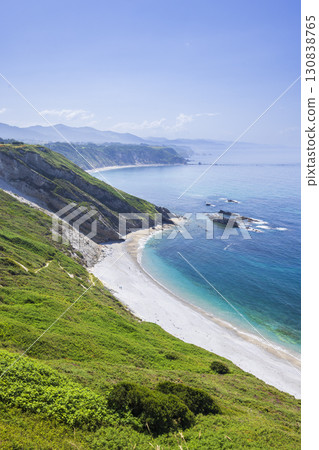 Breathtaking View of Aguilar Beach in Cudillero, Asturias, Spain, showcasing the stunning coastline and turquoise waters 130838765
