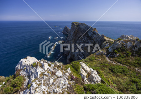 Cabo Penas jutting into the Cantabrian Sea in Asturias, Spain, during a sunny day Cabo Penas jutting into the Cantabrian Sea in Asturias, Spain, during a sunny day 130838806