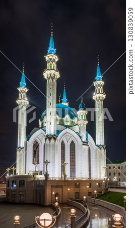 Kul Sharif mosque in Kazan Kremlin, Tatarstan, Russia. It is tourist attraction of Kazan. Kremlin. The main attraction of the city of Kazan. Kul Sharif mosque in Kazan Kremlin, Tatarstan, Russia. It is tourist attraction of Kazan. Kremlin. The main attraction of the city of Kazan. 130839059