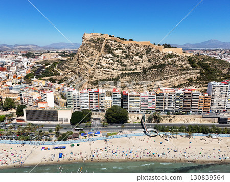 Panoramic view of Alicante with Santa Barbara Castle. Spain 130839564
