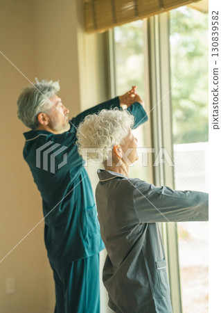 Elderly people who have just woken up 130839582