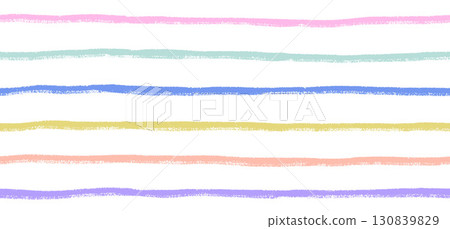 Horizontal multicolored lines of pastel pencils on a white background. Hand drawn seamless vector pattern. Simple striped texture for design, wallpaper, textile. Horizontal multicolored lines of pastel pencils on a white background. Hand drawn seamless vector pattern. Simple striped texture for design, wallpaper, textile. 130839829