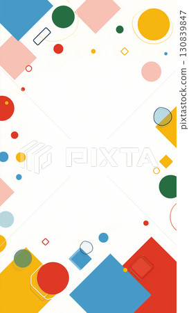 A pop and fun frame background set with colorful confetti falling in red, yellow and light blue 130839847