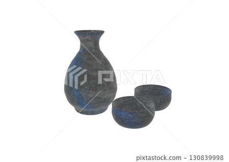 Night sky design sake bottle and sake cup set 130839998
