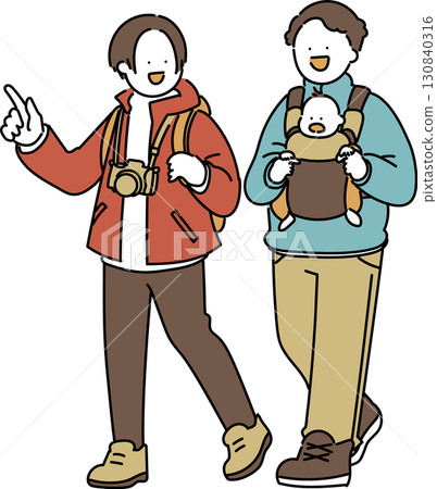 Parents and babies going out_Autumn colors_Cool Parents and babies going out_Autumn colors_Cool 130840316