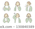 有感冒症狀的婦女的插圖集 130840389
