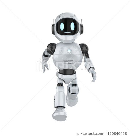 Robotic personal assistant walking on white background 130840438