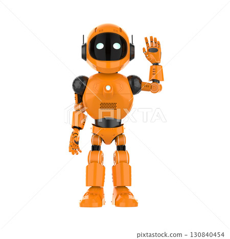 Robotic personal assistant hand up on white background Robotic personal assistant hand up on white background 130840454