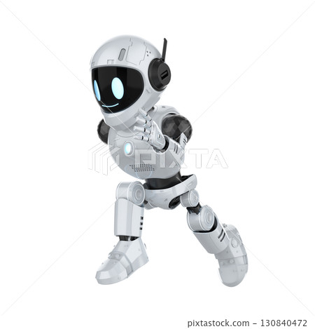 Robotic personal assistant running on white background 130840472