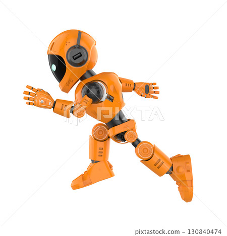 Robotic personal assistant running on white background Robotic personal assistant running on white background 130840474