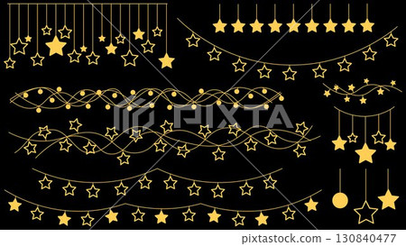 Set of star garlands with lights 130840477