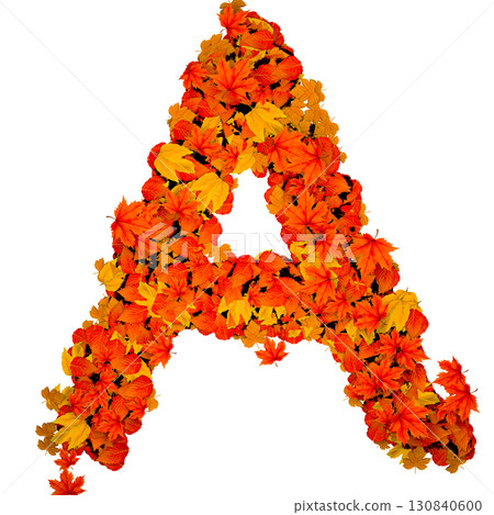 Letter A crafted from autumn leaves Letter A crafted from autumn leaves 130840600