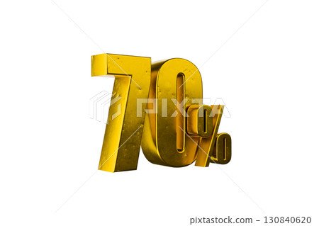 Golden 70 percent sign on white background 130840620