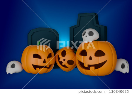 a Halloween-themed scene against a dark blue background a Halloween-themed scene against a dark blue background 130840625