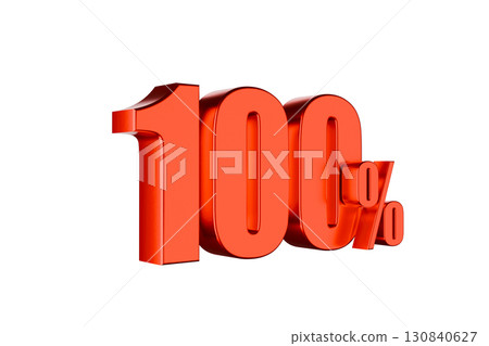 3D render of a 100 percent sign. 3D render of a 100 percent sign. 130840627