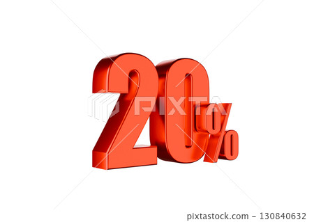 3D render of a 20 percent sign 3D render of a 20 percent sign 130840632