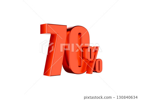 Red percentage sign with 70 number Red percentage sign with 70 number 130840634
